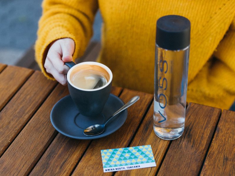 Jamaica Blue Coffee Single Origin Tanzania VOSS Sparkling Water